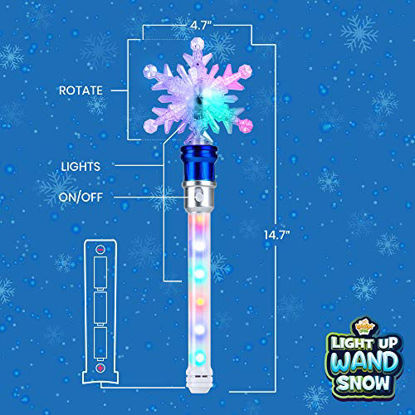 Picture of Light Up Snowflake Spinning Wand for Kids in Gift Box, Rotating LED Toy for Girls and Boys, Magic Princess Sensory Toys, Suitable for Autistic Children, Best Snow Pretend Play Birthday