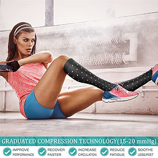 Compression Socks (6 Pairs) for Women & Men 15-20mmHg - Best  Medical,Running,Nursing,Hiking,Recovery & Flight Socks 