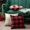 Picture of MIULEE Pack of 2 Classic Retro Checkers Plaids Polyester Linen Soft Solid Black and Red Decorative Throw Pillow Covers Home Decor Cushion Case for Christmas Sofa Bedroom Car 22 x 22 Inch 55 x 55 cm