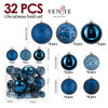 Picture of Christmas Ornaments for Xmas Trees,Night Blue Shatterproof Christmas Ball Ornaments of 32 pcs