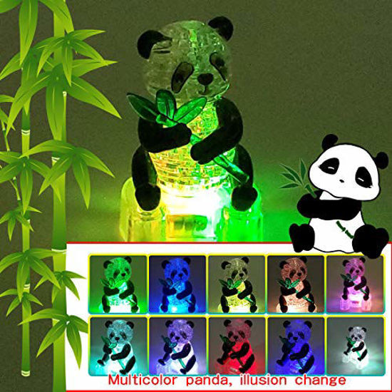 Picture of Coolplay 3D Crystal Puzzle Panda Gifts, Desk Toys with Light-Up Base 58 Pieces