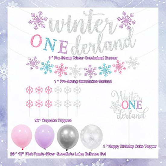 Glittery Snowflake One Cake Topper Winter Onederland India