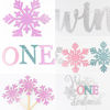 Picture of Winter Onederland 1st Birthday Party Decorations, Glitter Pink Purple Silver Winter Onederland Banner, Cake Topper, Snowflake Balloons Garland for Winter Wonderland Girls First Birthday Party Supplies