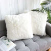 Picture of Uhomy Home Decorative Luxury Series Super Soft Fluffy Artificial Fur Throw Pillow Case Cushion Cover Set for Sofa True White 20x20 Inch 50x50 cm Set of 2