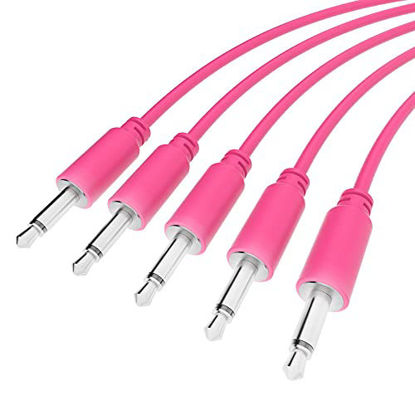 Picture of ExcelValley - 5 Pack - Mono Modular Patch Cables - TS 3.5mm 1/8" Eurorack Synthesizer (90 cm - 36" | Pink)