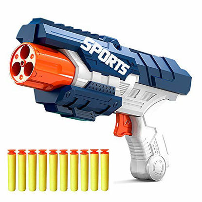 Picture of Blaster Toy Guns, Foam Dart Toy Gun with 10 Pcs Soft Foam Dart Bullets Compatible with Nerf Blaster Guns for Kids Boys Girls Birthday Gifts (Blue)