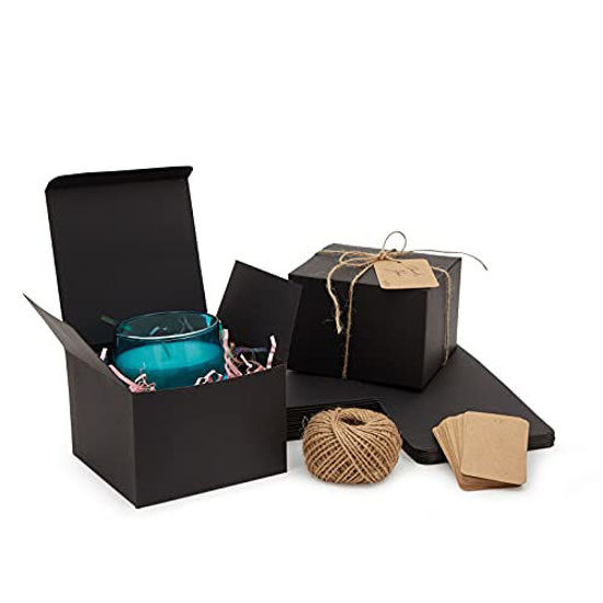 GetUSCart Black Paper Gift Boxes with Lids, Bulk Set with Twine and