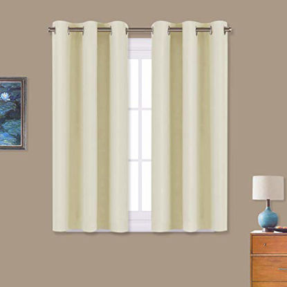 Picture of NICETOWN Room Darkening Curtain Panels for Cafe, Thermal Insulated Grommet Top Room Darkening Draperies/Drapes for Window (Beige, 2 Panels, W34 x L45)
