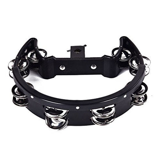 Picture of Drum Set Tambourine with Mounting Eye Bolt,Hi Hat tambourine(Black,Red) (8 double rows of jingles, Black)