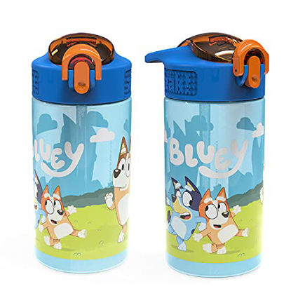 Zak Designs Blippi Kids Water Bottle with Spout Cover and Built-in Carrying Made