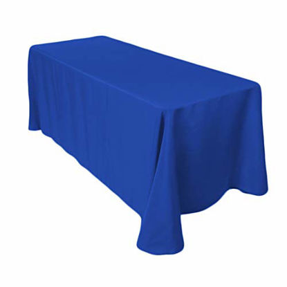 Picture of Craft And Party Premium Polyester Tablecloth - 90" x 156" Rectangle Royal Blue Tablecloth for Wedding, Restaurant or Banquet