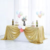 Picture of Hahuho 50x80 inch Rectangular Sequin Tablecloth Gold, Glitter Tablecloth for Bridal Shower Decorations, Birthday, Wedding, Dessert, Banquet50x80 Inch, Gold