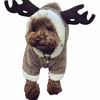 Picture of AOFITEE Pet Christmas Reindeer Costume Doggie/Cat Soft Comfy Coral Velvet Pajamas, Pet Warm Winter Hoodies Jumpsuits for Holiday Party, Brown-XS