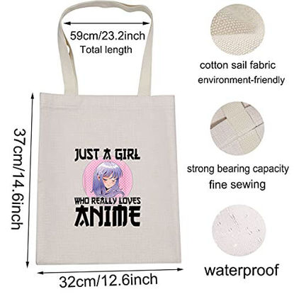 Picture of LEVLO Anime Fans Make up Bag Anime Lover Gift Just A Girl Who Really Loves Anime Cosmetic Make up Bag For Women Girls (Loves Anime Tote)