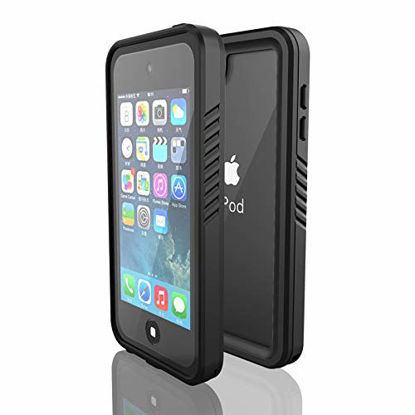 Picture of Waterproof Case for iPod 7/ iPod 6/iPod 5, DINGXIN Waterproof Shockproof Dirtproof Snowproof Case Rugged Clear Cover for iPod Touch 5th/6th/7th Generation for Snorkeling (Black, iPod Touch 7)