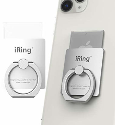 Picture of iRing Link-Detachable Plate for Wireless Charging, Include Hook Mount for Wall or Car Cradle. Original AAUXX Cell Phone Ring Grip Finger Holder Mobile Stand, Universally Compatible.(Silver)