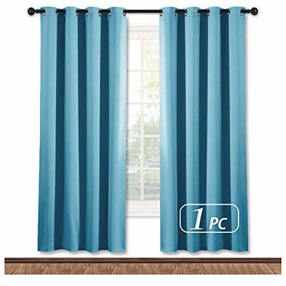 Picture of NICETOWN Blackout Curtain Panel for Window - Window Treatment Thermal Insulated Solid Grommet Blackout Drape for Bedroom (Teal Blue, Single Panel, 52 by 72 inches)
