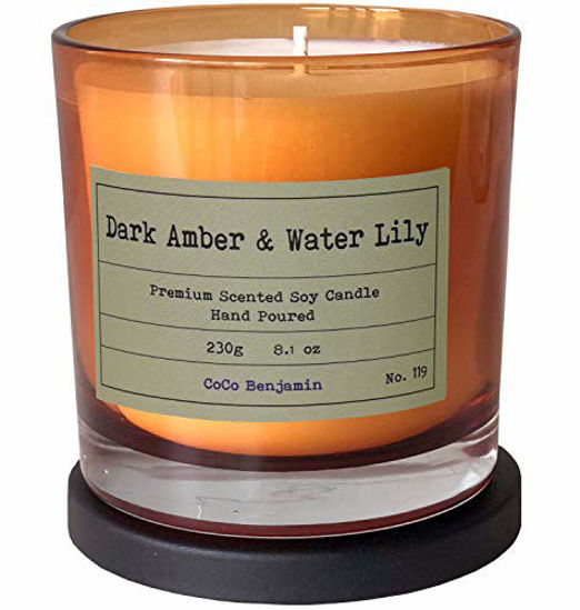 Picture of Soy Candle , Highly Scented, Hand Poured, 8.1 oz (Dark Amber & Water Lily)