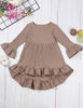 Picture of bilison Toddler Baby Girl Dress Flare Long Sleeve Solid Color Irregular Sundress Party Princess Dress