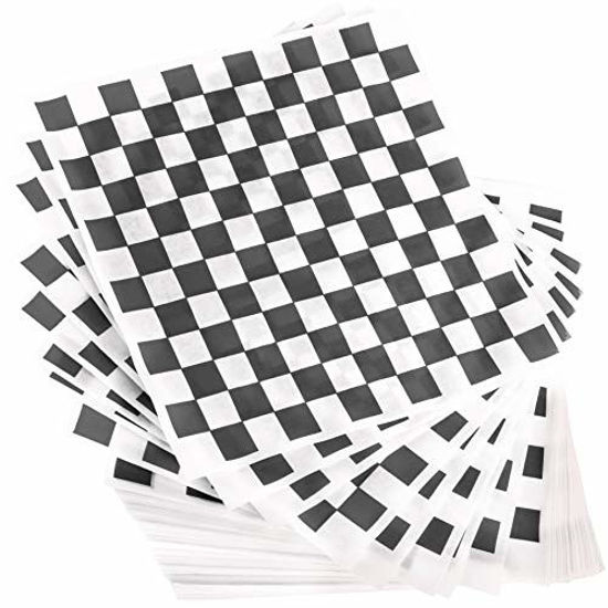 300 Pack Checkered Wax Paper Sheets for Sandwiches, Blue and White Deli  Basket Liner (12x12 In)
