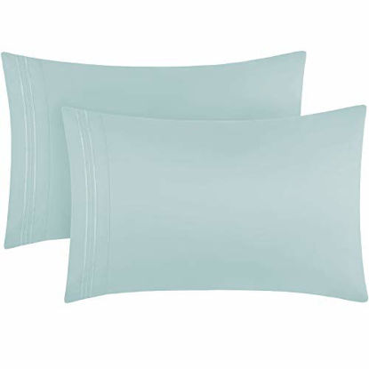 Picture of Mellanni King Size Pillow Cases 2 Pack - Pillow Covers - Pillow Protector - Hotel Luxury 1800 Bedding Sheets & Cooling Pillowcases - Envelope Closure (Set of 2 King Size 20" x 40", Baby Blue)