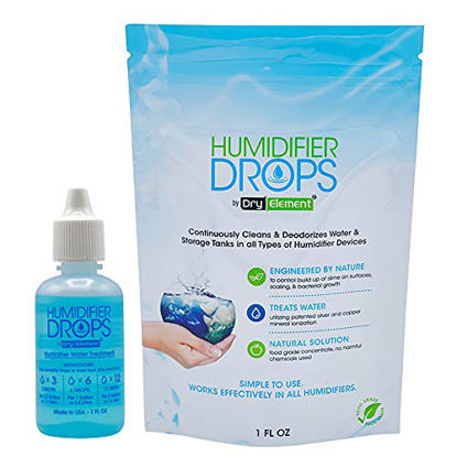 Picture of Humidifier Drops - Natural Food Grade Concentrate, Formula Prevents Slimy Buildup on Surfaces, Reduces Scaling - Cleans & Deodorizes Water Inside All Humidifier Models, 100+ Day Supply, Made in USA