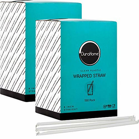 DuraHome Clear Plastic Straws Individually Wrapped 1000 Pack - 8 inch  Drinking Straw, BPA Free - Restaurant Style Disposable Straws 0.24 Wide,  Bulk