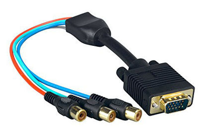 Picture of Cablelera ZC7AF1MF-01 VGA to 3 Mini Coaxial Video Cable,HD15M/RCA X 3F, 1', 28AWG, OD:8.0mm