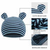 Picture of Striped Baby Swaddle Blanket Hat Set Cotton Newborn Swaddles Unisex Large 43 ×43 with Newborn Baby Hospital Hats(Dark Blue Striped)