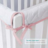 Picture of Crib Rail Cover Protector Safe Teething Guard Wrap for Standard Crib Rails, 3 - Piece, Fit Side and Front Rails, Pink/White, Reversible, Safe and Secure Crib Rail Cover.