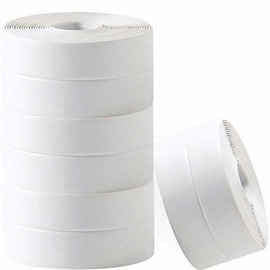 Picture of 4 Pack Tape Caulk Strip, PVC Self Adhesive Caulking Sealing Tape for Kitchen Sink Toilet Bathroom Shower and Bathtub, 1-1/2" x 11' White