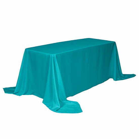 Picture of VEEYOO Rectangle Tablecloth - 90 x 132 Inch Polyester Table Cloth for 6 Foot Table - Soft Washable Oblong Caribbean Table Cloths for Wedding, Parties, Restaurant, Dinner, Buffet Table and More