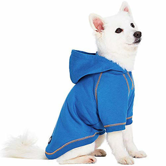 Picture of Blueberry Pet Essentials Soft & Comfy Better Basic Cotton Blend Dog Hoodie Sweatshirt in Alaskan Blue, Back Length 16", Pack of 1 Jacket for Dogs