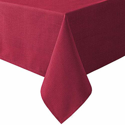 Picture of Linen Textured Table Cloths Square 54 x 54 Inch Premium Solid Tablecloth Spill-Proof Waterproof Table Cover for Dining Buffet Feature Extra Soft And Thick Fabric Wrinkle Free, Cardinal Red