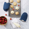 Picture of KitchenAid Asteroid Mini Cotton Oven Mitts with Silicone Grip, Set of 2, Blue Velvet