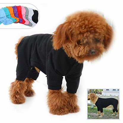 Picture of Lovelonglong Four Feet Dog Lightweight Pajamas, Pure Cotton Dog Jumpsuits 4 Legs Dog Onesies T-Shirt Stylish PJS Puppy Costume for Large Medium Small Dogs Black M