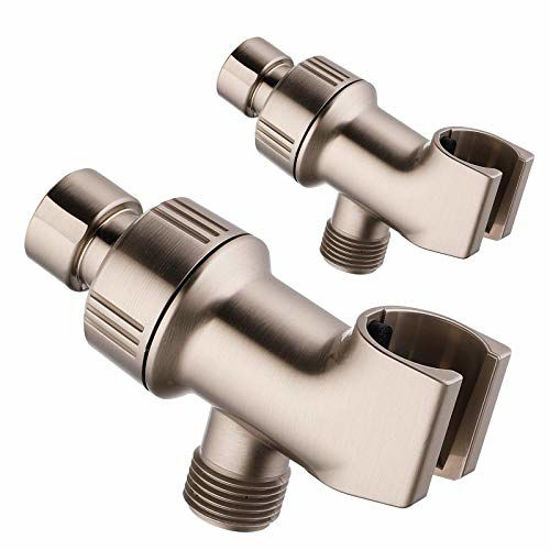 Picture of 2PCS Universal Shower Arm Holder for Handheld Shower Head, Adjustable Shower Arm Mount Bracket with Brass Swivel Ball, Shower Head Stand - Brushed Nickel