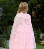 Picture of FKKFYY Little Girl Cape Cloak Dresses Coat Matching Princess Wedding Birthday Party Halloween Star Sequins Summer Cape Cloaks Costumes for Girls Kids Dress Up Size 2 3 4 Years Veil Yarn (Pink, S)