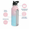 Picture of Vmini Water Bottle - Standard Mouth Stainless Steel & Vacuum Insulated Bottle, New Straw Lid with Wide Handle, Pink+Blue & 22 oz