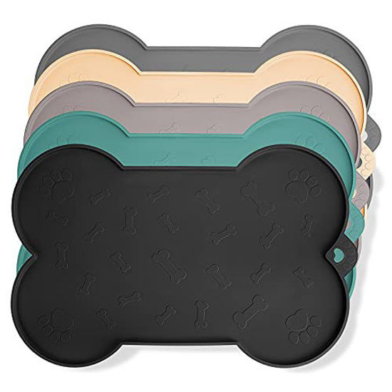 Silicone Pet Feeding Mat, Dog and Cat Waterproof Anti-Slip Placemat, Pet  Food and Water Feeding Mats Raised Edges to Prevent Spills, Pet Food Tray  to Stop Food and Water Bowl Messes on