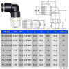 Picture of Tailonz Pneumatic Elbow and Straight Combination 1/4 Inch Tube OD x 3/8 Inch NPT Thread Push to Connect Fittings PC-1/4-N3+PL-1/4-N3(Pack of 12)