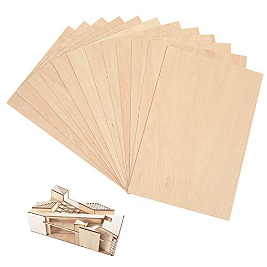GetUSCart- (12-Pack) 12?x8?x1/16? Unfinished Basswood Sheets for Crafts -  1.5mm Thick Thin Plywood Sheets - Easy to Cut and Use - Perfect for  Architectural Models - Natural Color Basswood with Smooth Surface