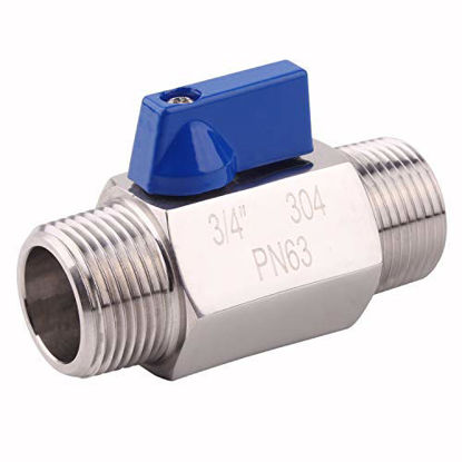 Picture of DERNORD Stainless Steel Ball Valve - 0.75 Inch NPT Thread Male Small Mini Ball Valve (3/4" Male&Male)