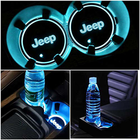 GetUSCart- Nobrand Cup Holder Lights,Car Logo Coaster with 7 Colors  Changing USB Charging Mat Luminescent Cup Pad, LED Inter for J ee P