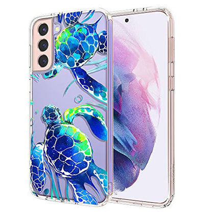 Picture of MOSNOVO Galaxy S21 Case, Cute Turtle Pattern Clear Design Transparent Plastic Hard Back Case with TPU Bumper Protective Case Cover for Samsung Galaxy S21 5G