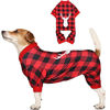 Picture of Dog Pajamas Buffalo Plaid with Reindeer Print Dog Onesie Dog Pjs Super Soft and Stretchy Dog Christmas Jammies for Large Dogs (L)