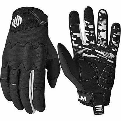 Picture of ILM Youth Kids Dirt Bike Motocross Bicycle Gloves Full Finger Breathable Mountain Bike Cycling Touch Screen Glove for Motorcycle BMX ATV MTB Sports Outdoor (Black Youth-M)