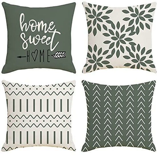 Picture of YCOLL Pillow Covers 18x18 Set of 4, Modern Sofa Throw Pillow Cover, Decorative Outdoor Linen Fabric Pillow Case for Couch Bed Car 45x45cm