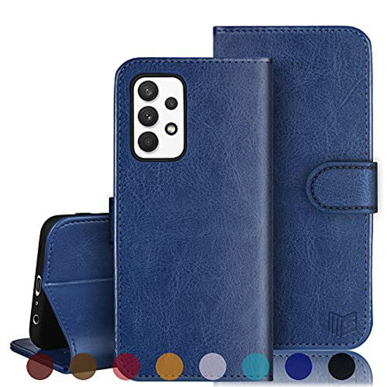 Picture of SUANPOT for Samsung Galaxy A32 5G Wallet case RFID Blocking Credit Card Holder, Flip Book Phone case Folio Cover for Women Men for Samsung A32 case Wallet Cellphone PU Leather case Navy Blue