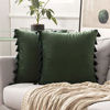 Picture of MIULEE Pack of 2 Christmas Velvet Soft Solid Decorative Throw Pillow Cover with Tassels Fringe Boho Accent Cushion Case for Couch Sofa Bed 18 x 18 Inch Army Green